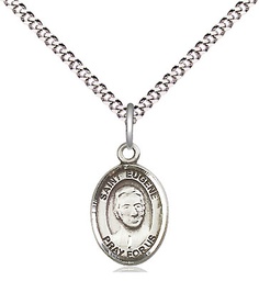 [9266SS/18S] Sterling Silver Saint Eugene de Mazenod Pendant on a 18 inch Light Rhodium Light Curb chain
