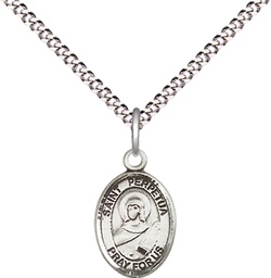 [9272SS/18S] Sterling Silver Saint Perpetua Pendant on a 18 inch Light Rhodium Light Curb chain