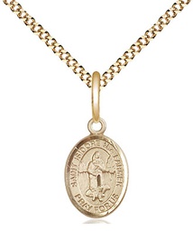 [9276GF/18G] 14kt Gold Filled Saint Isidore the Farmer Pendant on a 18 inch Gold Plate Light Curb chain