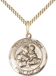 [8004RDGF/18G] 14kt Gold Filled Saint Anthony Pendant on a 18 inch Gold Plate Light Curb chain