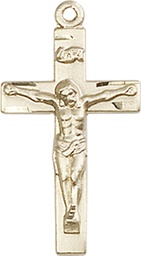 [0001GFY] 14kt Gold Filled Crucifix Medal - With Box