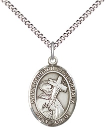 [8233SS/18S] Sterling Silver Saint Bernard of Clairvaux Pendant on a 18 inch Light Rhodium Light Curb chain