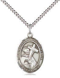 [8233SS/18S] Sterling Silver Saint Bernard of Clairvaux Pendant on a 18 inch Light Rhodium Light Curb chain