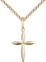 [0018YGF/18G] 14kt Gold Filled Cross Pendant on a 18 inch Gold Plate Light Curb chain