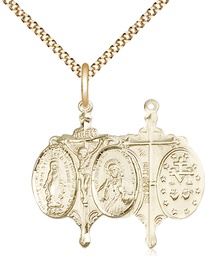 [0021GF/18G] 14kt Gold Filled Novena Pendant on a 18 inch Gold Plate Light Curb chain