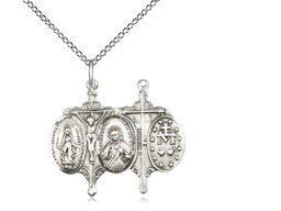 [0021SS/18S] Sterling Silver Novena Pendant on a 18 inch Light Rhodium Light Curb chain
