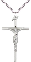 [0029SS/24SS] Sterling Silver Crucifix Pendant on a 24 inch Sterling Silver Heavy Curb chain