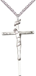 [0030SS/24SS] Sterling Silver Crucifix Pendant on a 24 inch Sterling Silver Heavy Curb chain
