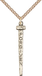 [0035GF/24GF] 14kt Gold Filled Forgiven Nail Pendant on a 24 inch Gold Filled Heavy Curb chain