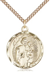 [0036KGF/24GF] 14kt Gold Filled Saint Joseph Pendant on a 24 inch Gold Filled Heavy Curb chain