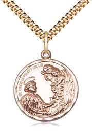 [0037CEGF/24G] 14kt Gold Filled Saint Cecilia Pendant on a 24 inch Gold Plate Heavy Curb chain