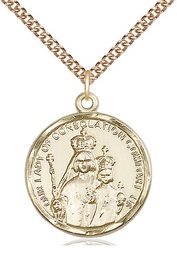 [0038GF/24GF] 14kt Gold Filled Our Lady of Consolation Pendant on a 24 inch Gold Filled Heavy Curb chain