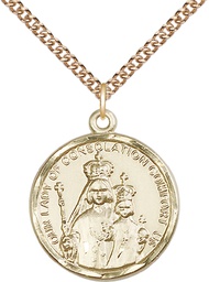 [0038GF/24GF] 14kt Gold Filled Our Lady of Consolation Pendant on a 24 inch Gold Filled Heavy Curb chain