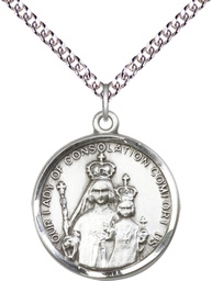 [0038SS/24SS] Sterling Silver Our Lady of Consolation Pendant on a 24 inch Sterling Silver Heavy Curb chain