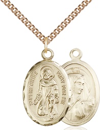 [0046PGF/24GF] 14kt Gold Filled Saint Peregrine Pendant on a 24 inch Gold Filled Heavy Curb chain