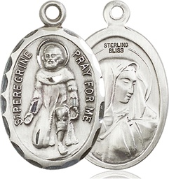 [0046PSSY] Sterling Silver Saint Peregrine Medal - With Box