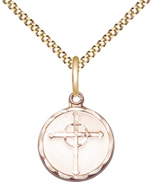 [0051GF/18G] 14kt Gold Filled Episcopal Cross Pendant on a 18 inch Gold Plate Light Curb chain