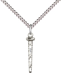 [0054SS/18S] Sterling Silver Nail Pendant on a 18 inch Light Rhodium Light Curb chain