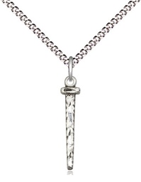 [0054SS/18S] Sterling Silver Nail Pendant on a 18 inch Light Rhodium Light Curb chain