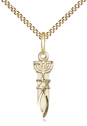 [0061GF/18G] 14kt Gold Filled Menorah Star Fish Pendant on a 18 inch Gold Plate Light Curb chain