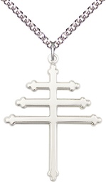 [0064SS/24SS] Sterling Silver Maronite Cross Pendant on a 24 inch Sterling Silver Heavy Curb chain