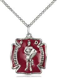 [0070ESS/18SS] Sterling Silver Saint Florian Pendant on a 18 inch Sterling Silver Light Curb chain