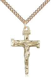 [0073GF/24GF] 14kt Gold Filled Nail Crucifix Pendant on a 24 inch Gold Filled Heavy Curb chain