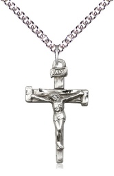 [0073SS/24SS] Sterling Silver Nail Crucifix Pendant on a 24 inch Sterling Silver Heavy Curb chain