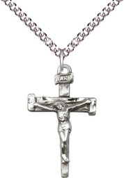 [0073SS/24SS] Sterling Silver Nail Crucifix Pendant on a 24 inch Sterling Silver Heavy Curb chain