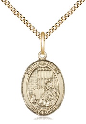 [8013GF/18G] 14kt Gold Filled Saint Benjamin Pendant on a 18 inch Gold Plate Light Curb chain