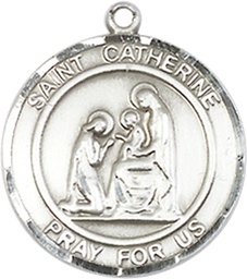 [8014RDSS] Sterling Silver Saint Catherine of Siena Medal