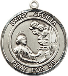 [8016RDSS] Sterling Silver Saint Cecilia Medal
