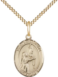 [8017GF/18G] 14kt Gold Filled Saint Bernadette Pendant on a 18 inch Gold Plate Light Curb chain