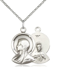[0020SS/18SS] Sterling Silver Madonna Pendant on a 18 inch Sterling Silver Light Curb chain