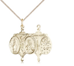 [0021GF/18GF] 14kt Gold Filled Novena Pendant on a 18 inch Gold Filled Light Curb chain