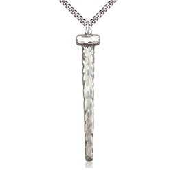 [0052SS/24S] Sterling Silver Nail Pendant on a 24 inch Light Rhodium Heavy Curb chain