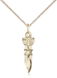 [0061GF/18GF] 14kt Gold Filled Menorah Star Fish Pendant on a 18 inch Gold Filled Light Curb chain