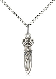[0061SS/18SS] Sterling Silver Menorah Star Fish Pendant on a 18 inch Sterling Silver Light Curb chain