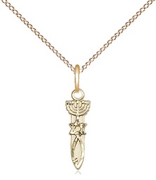 [0062GF/18GF] 14kt Gold Filled Menorah Star Fish Pendant on a 18 inch Gold Filled Light Curb chain