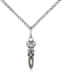 [0062SS/18SS] Sterling Silver Menorah Star Fish Pendant on a 18 inch Sterling Silver Light Curb chain