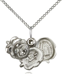 [0202SS/18SS] Sterling Silver Rosebud Pendant on a 18 inch Sterling Silver Light Curb chain