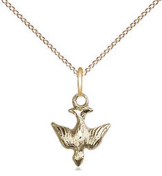 [0208GF/18GF] 14kt Gold Filled Holy Spirit Pendant on a 18 inch Gold Filled Light Curb chain