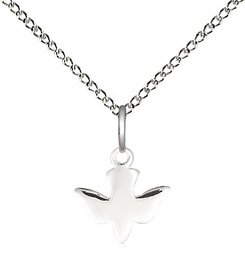 [0225SS/18SS] Sterling Silver Holy Spirit Pendant on a 18 inch Sterling Silver Light Curb chain