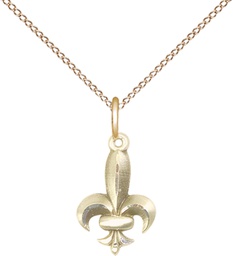 [0293GF/18GF] 14kt Gold Filled Fleur de Lis Pendant on a 18 inch Gold Filled Light Curb chain