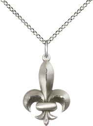 [0294SS/18SS] Sterling Silver Fleur de Lis Pendant on a 18 inch Sterling Silver Light Curb chain