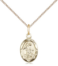 [0301EGF/18GF] 14kt Gold Filled Guardian Angel Pendant on a 18 inch Gold Filled Light Curb chain