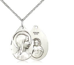 [0599SS/18SS] Sterling Silver Sorrowful Mother Pendant on a 18 inch Sterling Silver Light Curb chain