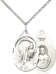 [0599SS/18SS] Sterling Silver Sorrowful Mother Pendant on a 18 inch Sterling Silver Light Curb chain