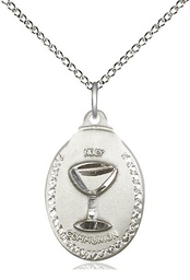 [0599WSS/18SS] Sterling Silver Communion Pendant on a 18 inch Sterling Silver Light Curb chain