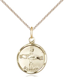 [0601BAGF/18GF] 14kt Gold Filled Baptism Pendant on a 18 inch Gold Filled Light Curb chain